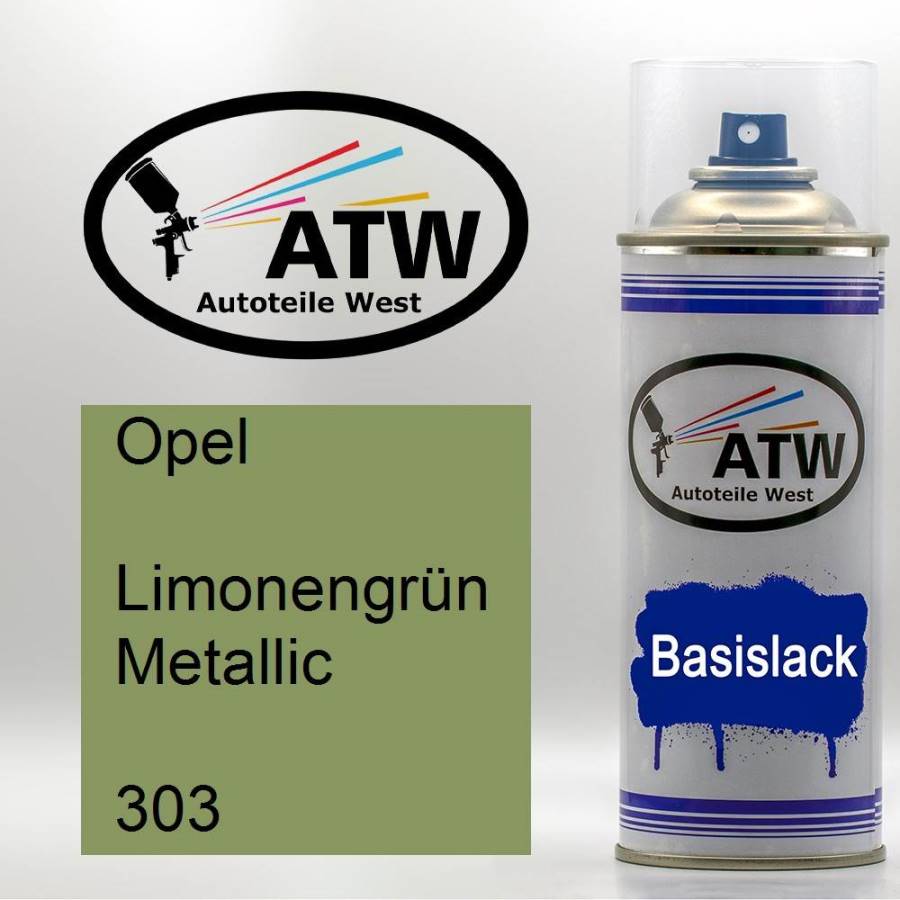 Opel, Limonengrün Metallic, 303: 400ml Sprühdose, von ATW Autoteile West.